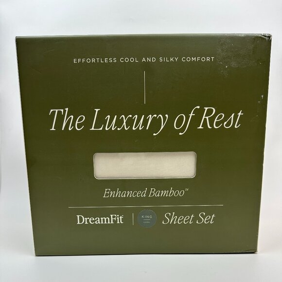 DreamFit Enhanced Bamboo™ Sheet Set Effortless Cool & Silky Comfort KING Ivory - Picture 9 of 15